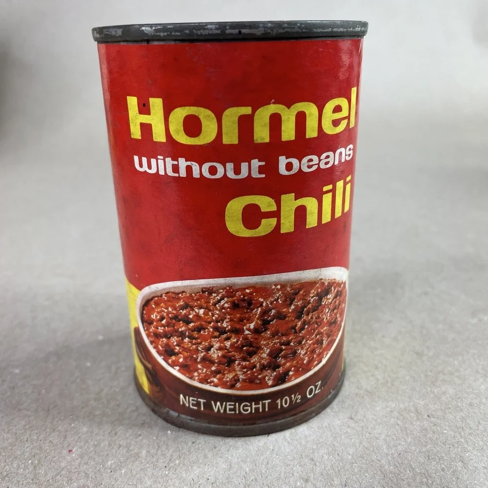 Vtg Paper Label Hormel Chili Without Beans 10 1/2 oz‎ Tin Can Advertising Minn